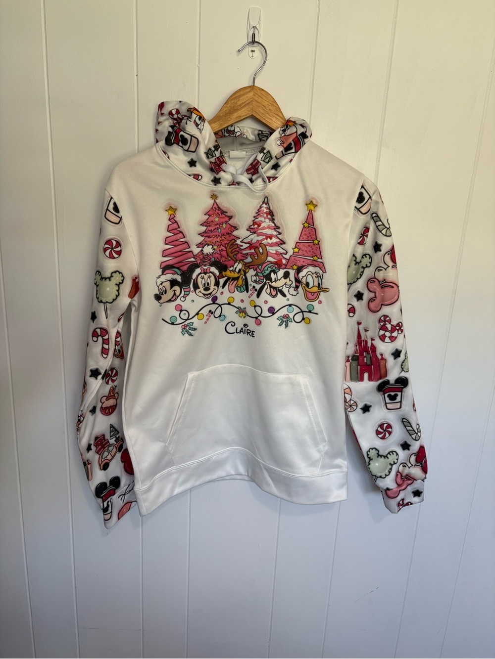 Disney Christmas Hoodie “Claire” Custom Sweatshirt Disney Castle Holiday Mickey